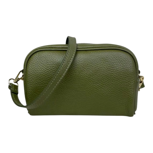 Sac Bandoulière en peau italienne avec Poche Avant - Marron