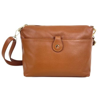Sac Bandoulière Cuir Italien Naturel avec Poche Avant - Mini Rabat Sécurisé