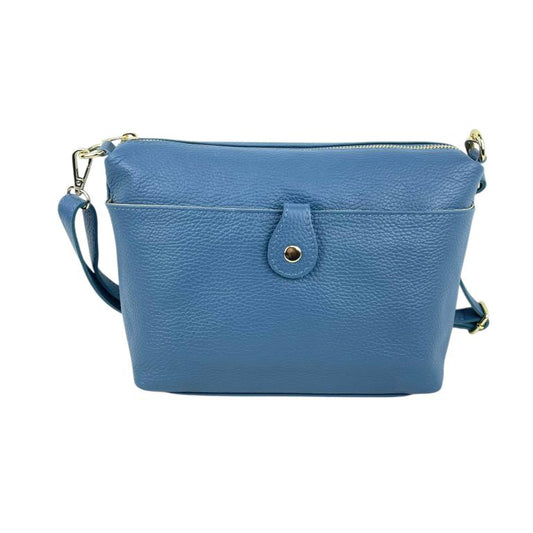 Sac Bandoulière Vert clair Cuir Italien avec Poche Avant - Mini Rabat Sécurisé