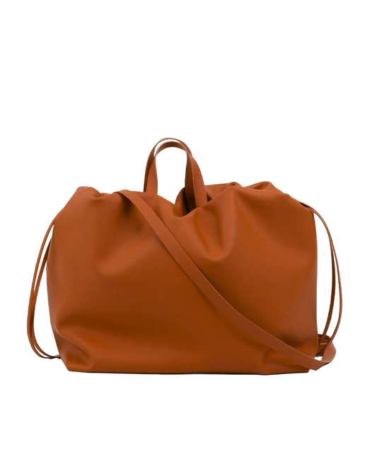 Sac bandoulière cuir végétal orange femme ANGELINES - vue principale - Maroquinerie artisanale premium