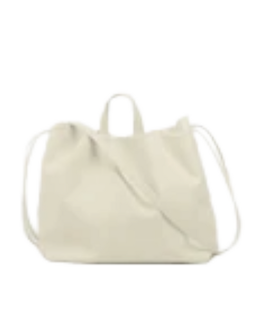Sac bandoulière cuir végétal blanc femme ANGELINES - vue face - Maroquinerie artisanale premium
