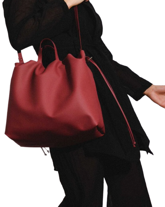 Sac bandoulière cuir végétal marron femme ANGELINES - vue profil - Maroquinerie artisanale premium