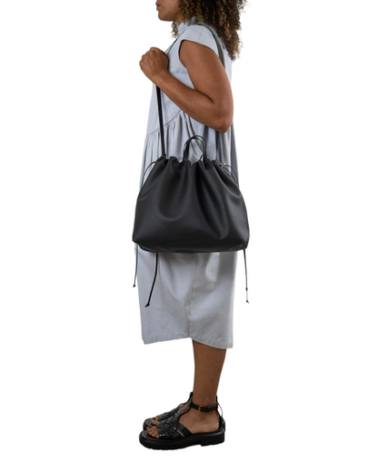 ANGELINES Noir – sac bandoulière cuir végétal fait main écoresponsable – Bmassy