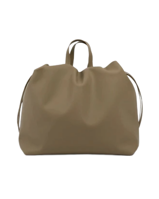 Sac bandoulière cuir végétal gris femme ANGELINES - vue face - Maroquinerie artisanale premium