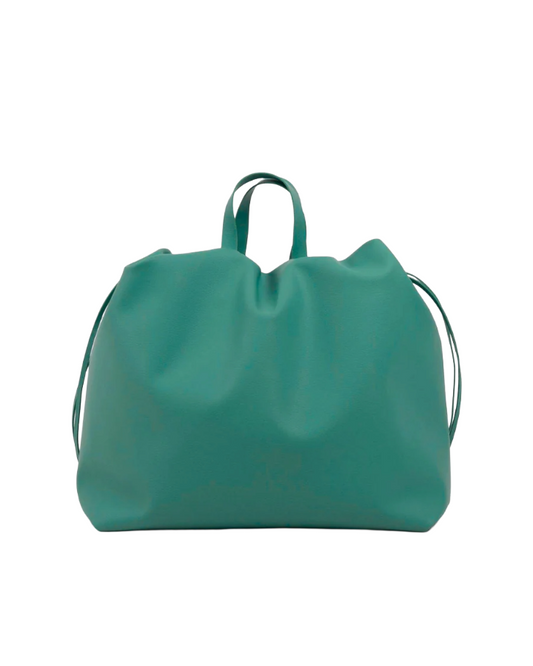 Sac bandoulière cuir végétal vert clair femme ANGELINES - vue face - Maroquinerie artisanale premium