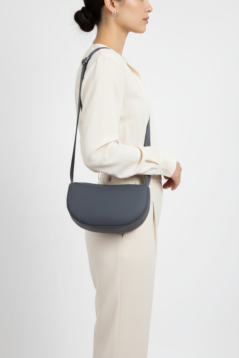 Sac à Main Baguette Gris Silicone Végan - Sac Artisanal Femme