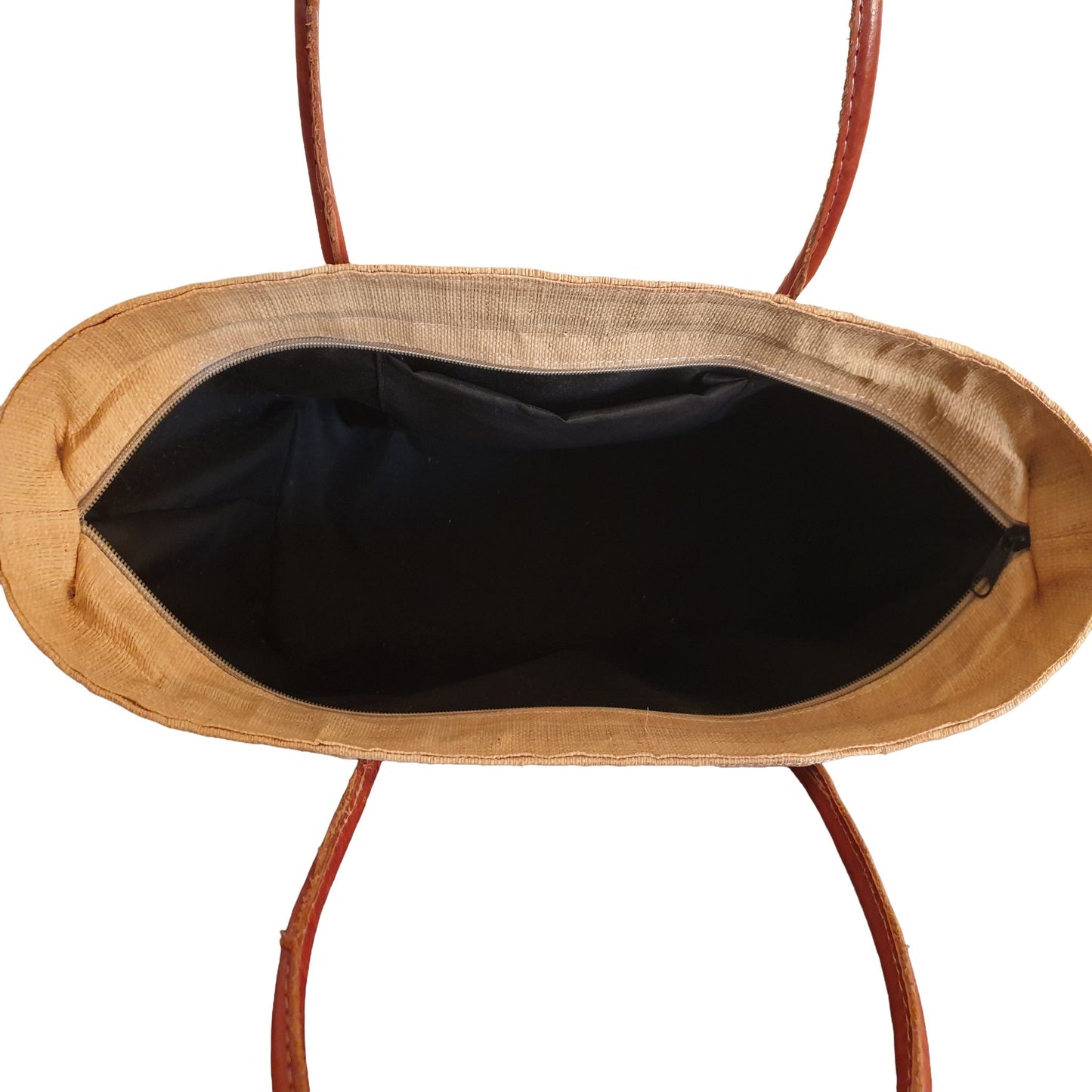 Sac Cabas Raphia Naturel Beige Doublure Noire