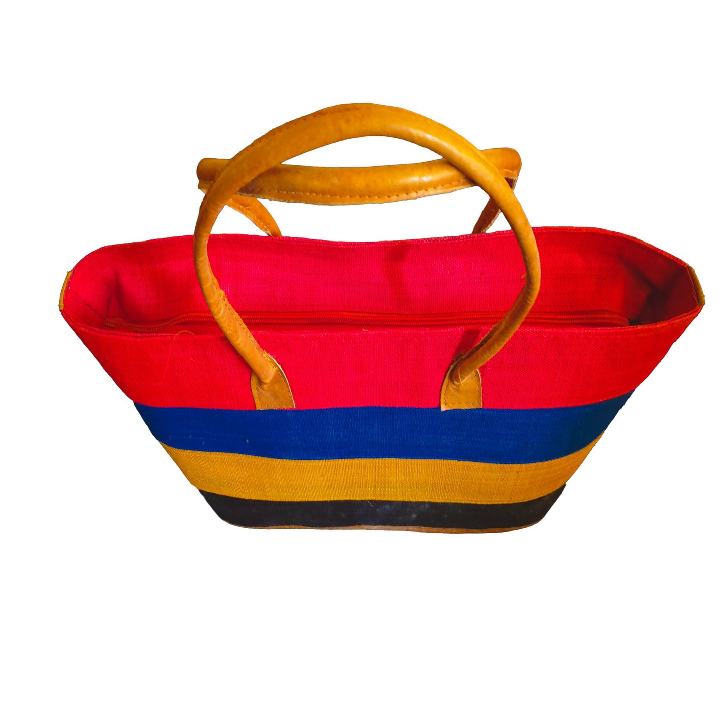 Sac Cabas Raphia Naturel Multicolore Rayures