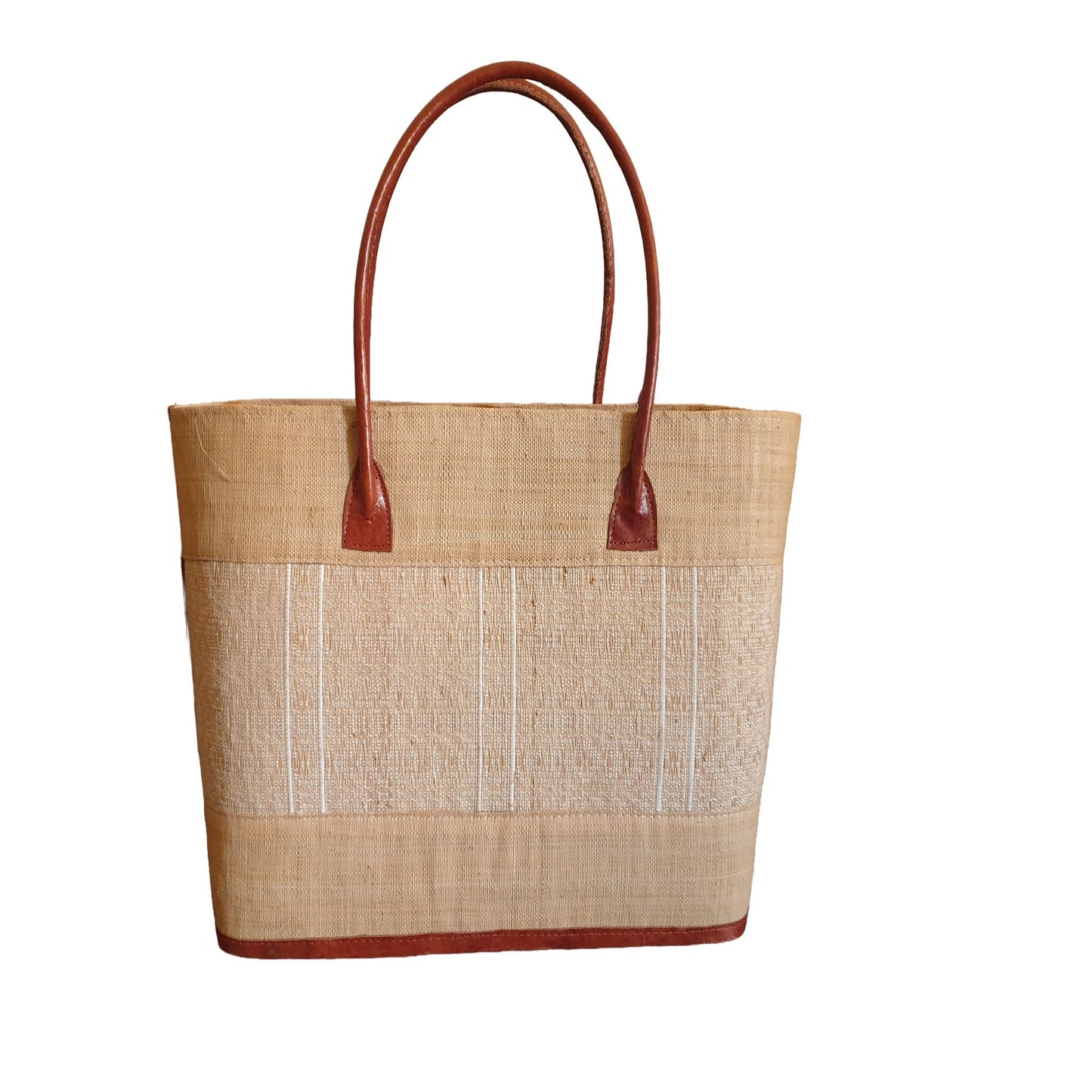 Sac Cabas Raphia Naturel Beige Doublure Noire