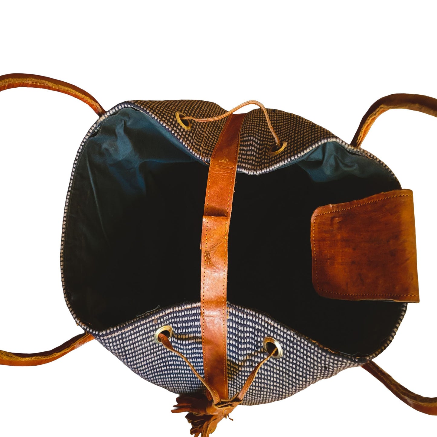 Sac Cabas Raphia Naturel Marron Motif Pointillé