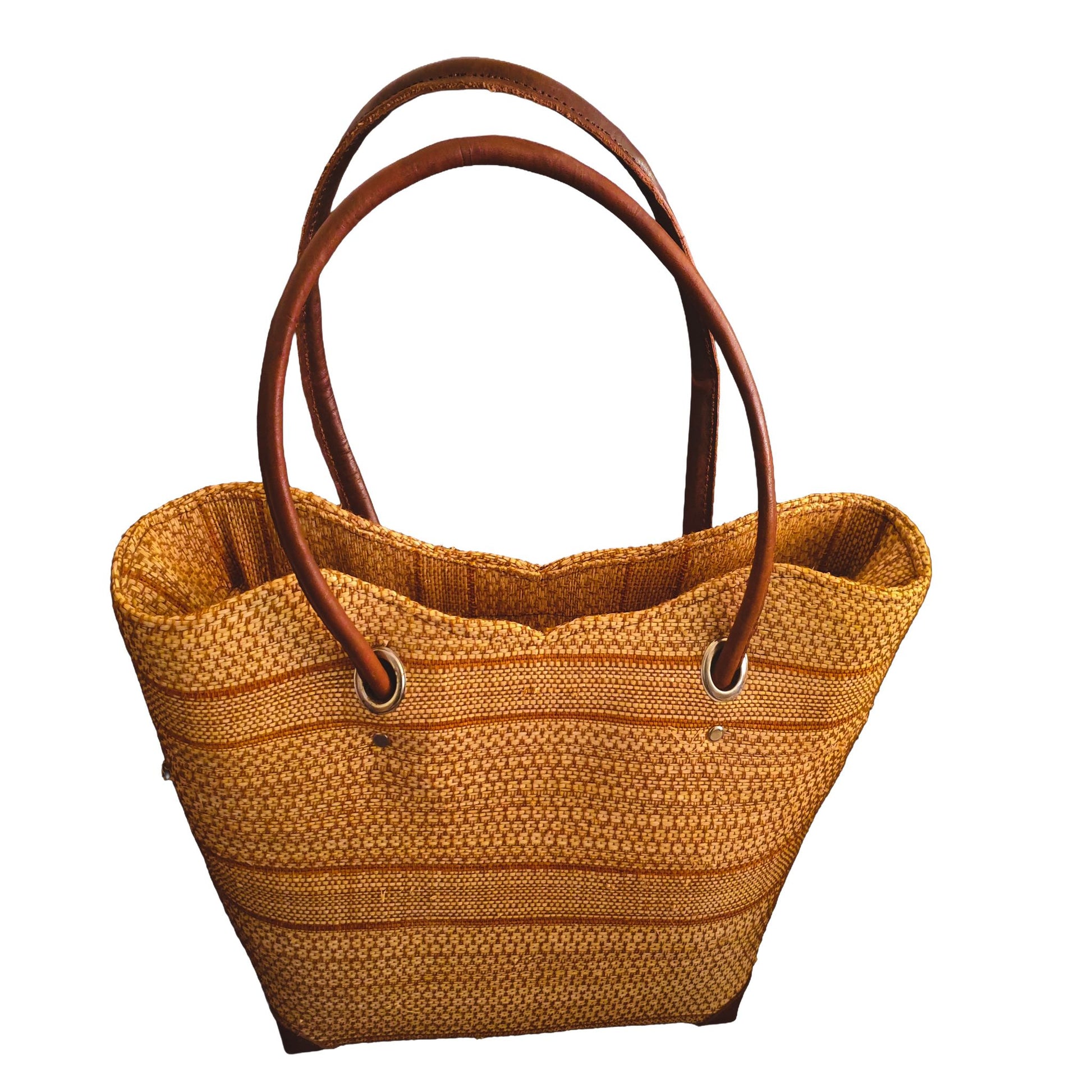 Cabas raphia camel texturé – fait main artisanal – Bmassy
