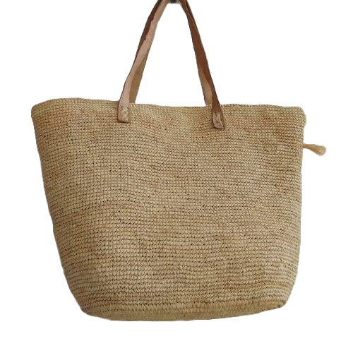 Sac artisanal raphia bandoulière femme naturel grand format spacieux