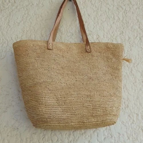 Sac Artisanal Raphia Bandoulière Femme Naturel - Grand Format